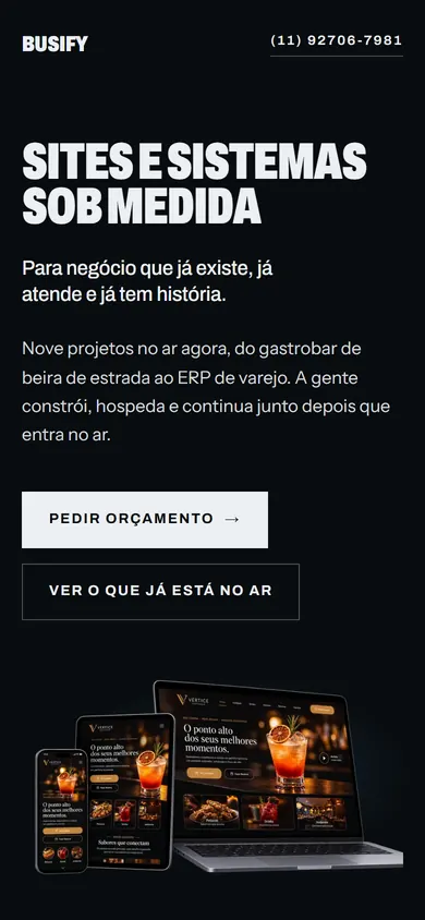A mesma página do Busify no celular