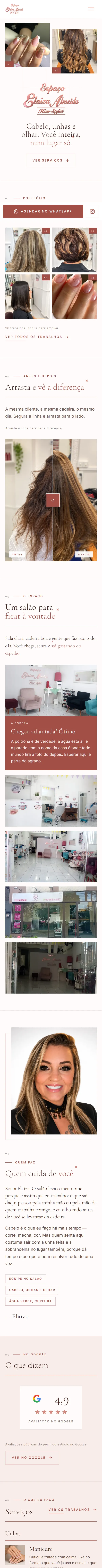 Vitrine do Espaço Elaiza na Nailfy, página inteira no celular