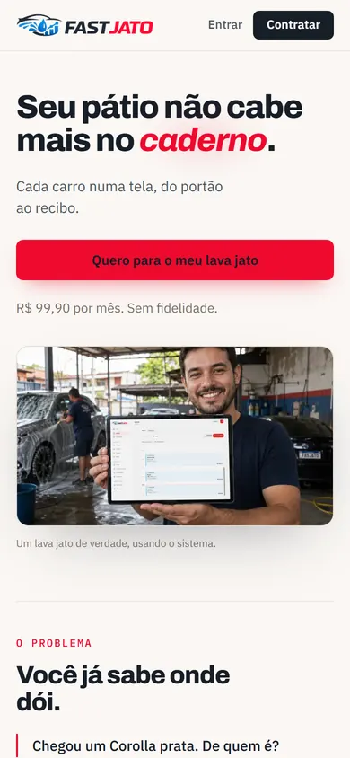 A mesma página do FastJato no celular