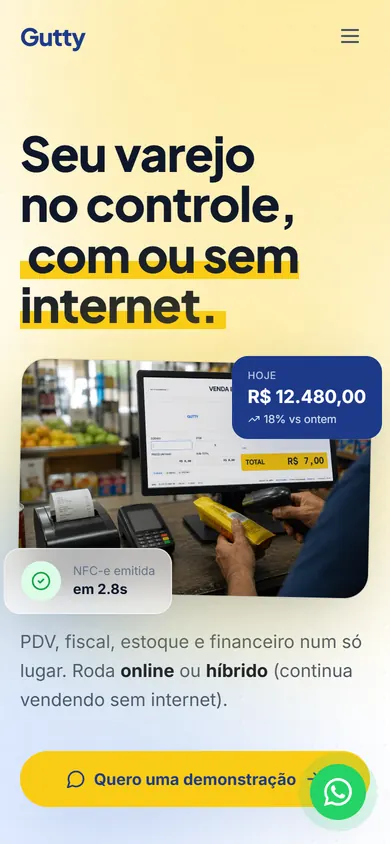 A mesma página do Gutty no celular