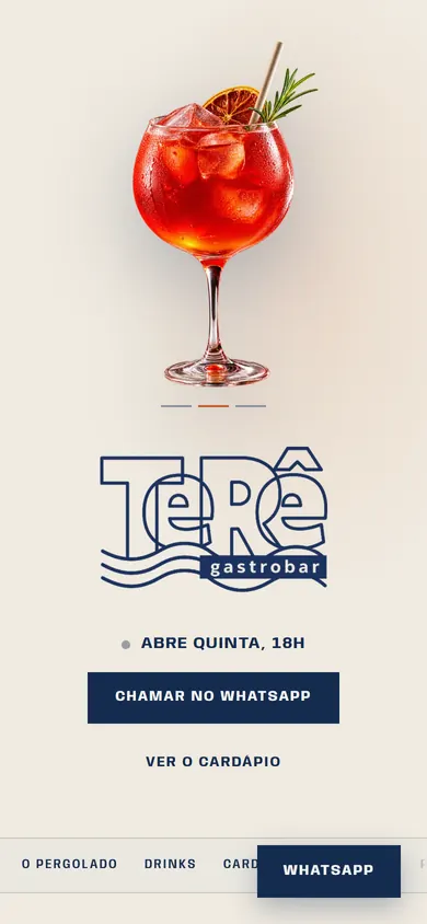 A mesma página do Tere Gastrobar no celular